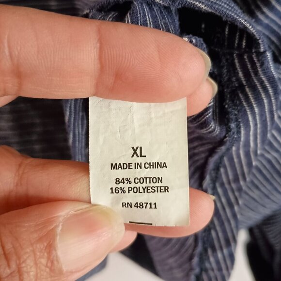 Falls Creek Blue Striped Bell Sleeve Top Women’s Large Scoop Neck Blouse - Picture 5 of 5